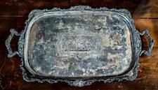 Antique 27” Silver Plated Tea Tray Victorian Floral Acanthus Shell Motif