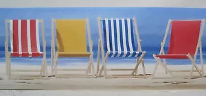 YORK BEACH CHAIRS SEASHORE Sure strip Wallpaper Border 6" - Picture 1 of 3