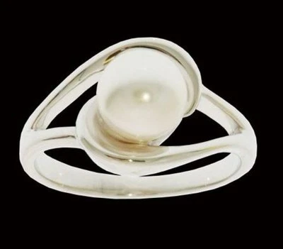 ISBN- RS-SWHI-N-09 Silver Plated White Pearl Outing Rings  £135.00 Each - Image 1 of 2