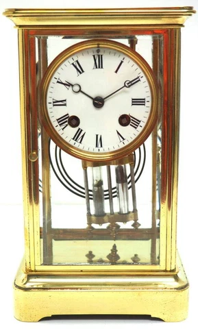 French Table Regulator Gold Ormolu Carriage Clock Enamel Dial Roman Numerals Cover