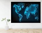 World Map Atlas Neon Glow Effect A1 LAMINATED Large Poster Art Print Gift