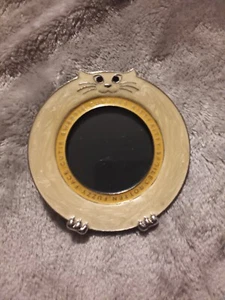 Small round fat cat enameled photo frame,cute. - Picture 1 of 3