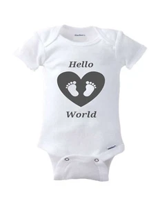 Hello World Cute Baby Onesie - Picture 1 of 14