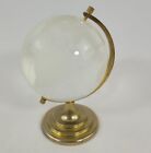 Desktop Tabletop Glass Crystal Globe on Gold Plated Stand Base Study Office 