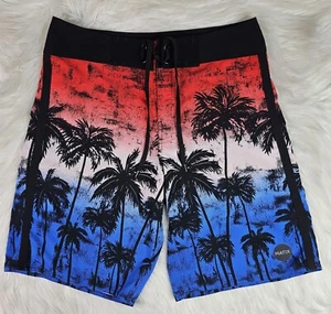 Matix Men's 32 Blue White Red Palm Trees Board Shorts/Swim Trunks. - Picture 1 of 7