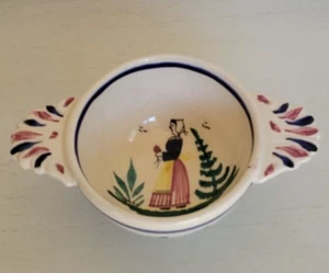 Henriot Quimper France Hand Painted Bowl Lug Handle Kitchen Breton Trinket Dish - Picture 1 of 3