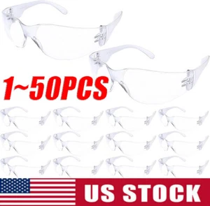 50er Pack Schutzbrille klare Gläser Posten Brillen Anti Kratzer Arbeit UV USA - Bild 1 von 6