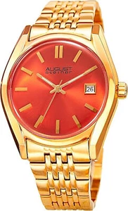 August Steiner AS8235YGOR Women's Quartz Orange Dial Gold Tone Bracelet Watch - Picture 1 of 5