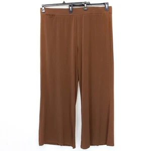Susan Graver QVC Plus Brown Every Day Regular Liquid Knit Wide Leg Pants 4X - Picture 1 of 7