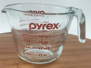 Vintage Pyrex 1 Cup Measure Cup 508 Red Letter Metric Pour Spout Open Handle - Picture 1 of 8