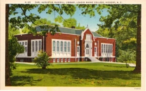 Linen Postcard Hickory North Carolina NC Lendir Rhyne College Rudisill Library - Picture 1 of 2