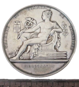 FRANCE- 1828/1864-MARSEILLE CHAMBER OF COMMERCE -XLARGE SILVER by CAQ UE RARE - Picture 1 of 2