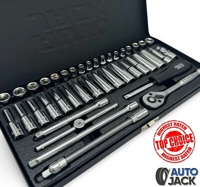 41pc 1/4" Drive Socket Set Metric & Imperial Deep Standard Sockets With Ratchet - Image 1 of 4