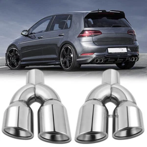 For VW GOLF GTI R MK6 MK7 MK7.5 Dual 2.5" to 3.5" Exhaust Tips Tail Double Wall - Picture 1 of 18