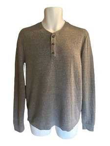 Marine Lagenlook Herren S Small Henley Langarm Rundhals Shirt Oberteil grau - Bild 1 von 5