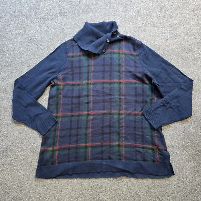 Suéter Talbots Mujer XL Azul Cuadros Cuello Alto Manga Larga Top Informal Carrera Foto 1 de 4