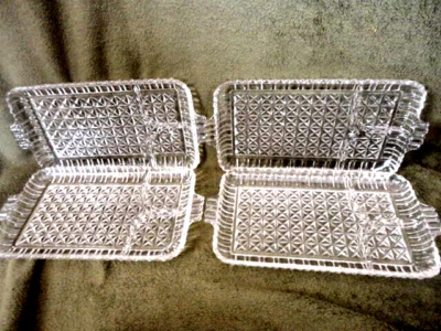 Royal Ruby Anchor Hocking Snack Trays Clear 11-1/4" (4) Vintage - Image 1 of 4