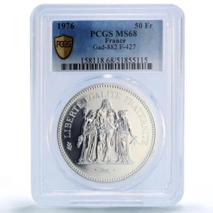 France 50 francs Hercules Liberty Equality Fraternity MS68 PCGS silver coin 1976 - Picture 1 of 2