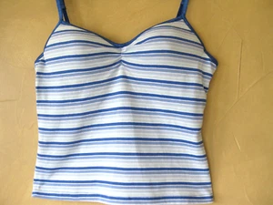 No Boundaries Blue Stripe Bra Tank Top Jr Stretch Lge 11/13 New W Tags 34" Bust - Picture 1 of 6