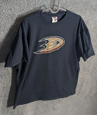 Camiseta masculina Mighty Ducks XL ouro preto Teemu Selanne #8 Anaheim hóquei flash - Imagem 1 de 4