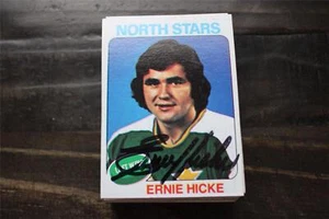 TARJETA AUTOGRAFIADA DE HOCKEY ERNIE HICKE MINNESOTA NORTH STARS 1975-76 TOPPS - Imagen 1 de 1