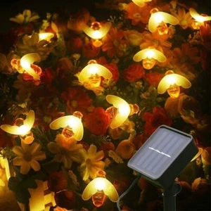 50 LED Solar Powered Bee String Lights Outdoor Yard Garden Decor Waterproof Lamp - Picture 1 of 12