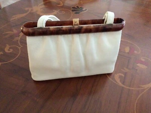 Widegate Cream With Tortoise Shell Trim Handbag With Defects - Picture 1 of 18