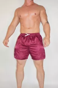 NEW MEN'S MAROON SATIN SOCCER SHORTS MEDIUM - Picture 1 of 4
