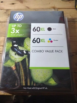 HP 60 Black / 60XL Tri-color - Set of 2 Ink Cartridges Expires June 2012 Sealed - Image 1 of 3