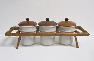 3er Set Vintage Französische Eisenstein Apotheker Gläser Kanister mit Träger 30er Jahre - Bild 1 von 10