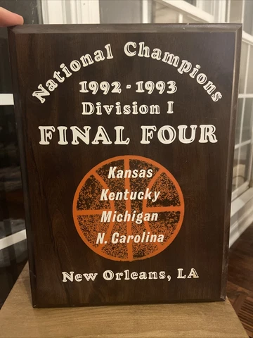 Vintage 1992-1993 Final Four Plaque UNC Champs Tarheels Fab 4 Michigan Kansas UK Cover