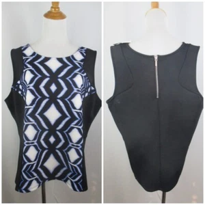 NWT LANE BRYANT Blue White Black Geometric Print Sleeveless Top Womens sz 18/20 - Picture 1 of 8