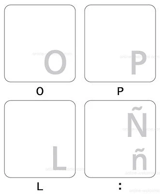 Spanish Transparent stickers for keyboards  White letters Online-Welcome - Image 1 of 3