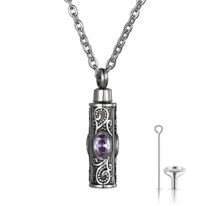 Cremation Ash Holder Urn Keepsake Pendant Retro Perfume Bottle Memorial Necklace - Picture 1 of 35
