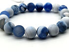 Handmade 10mm Blue & White Matte Agate Gemstone Balancing Bead Bracelet