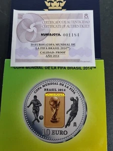 ESPAÑA 10 EUROS PLATA AÑO 2014 COPA MUNDIAL DE LA FIFA BRASIL 2014. MUY RARA. - Imagen 1 de 4