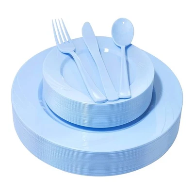 125 peças placas de plástico azul - placas azuis para chá de bebê descartáveis - incluem... - Imagem 1 de 4