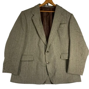 Haggar Blazer Uomo Spina di Pesce Cappotto Sportivo Marrone Vintage Made in USA - Foto 1 di 10