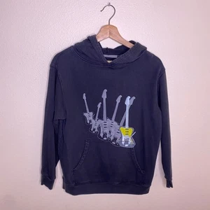First Wave Black Guitar Print Hoodie Size 14 - Picture 1 of 10