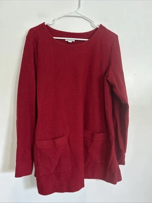 Suéter Pullover Túnica Jill Talla L Rojo Manga Larga Cuello Redondo Mezcla de Algodón Foto 1 de 4