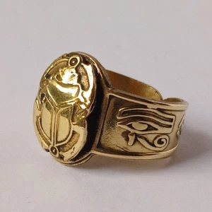 Vintage-style Egyptian scarab ring, detailed with Eye of Horus – adjustable - Picture 1 of 9