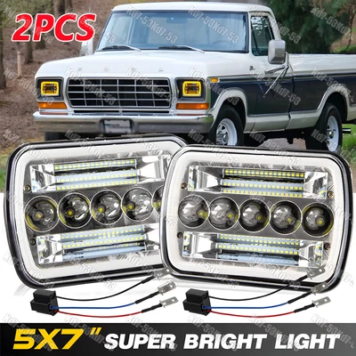 2 PIEZAS 5X7" 7x6 100W Faro LED Amarillo DRL para Ford F-150 F-250 F-350 1978-1986 Foto 1 de 4