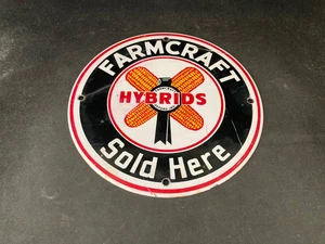 Vintage FARMCRAFT HYBRID SEED CORN SOLD HERE SIGN Rare Old Advertising - Picture 1 of 2