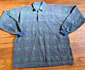 Vintage Struktur Hemd Herren Large blau kariert Rugby Denim Kragen USA 90s - Bild 1 von 4