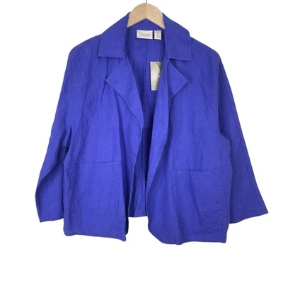 Chico's Crossover Linen Jacket 3/4 Sleeve Liberty Purple Size 2 (Large) - Image 1 of 4