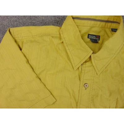 Royal Robbins 衬衫男式大号芥末黄色纹理休闲版型户外 — 第 1/4 张图片
