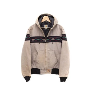 Vintage 90s Carhartt Aztec Full Zip Hooded Jacket Quilted Tribal Medium J79 CMT - Bild 1 von 7