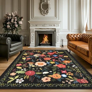 Living Room Rug, 6x9 Rug Machine Boho Washable Area Rug, Non Slip Vintage Low... - Picture 1 of 9