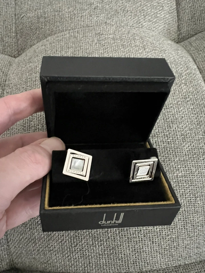 ALFRED DUNHILL GEMELOS LUJO REGALO PERLA ORIGINALES NUEVOS EN CAJA Foto 1 de 4