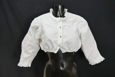 Gr.42 Dirndlbluse weiß Bluse für Dirndl Baumwolle mit Spitze B11287 - Bild 1 von 4